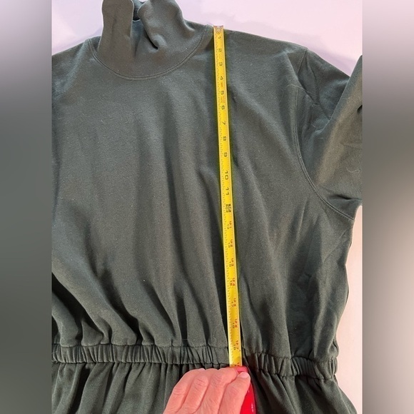 NWOT Lands End forest green cotton turtleneck dress XL vintage 90s preppy - Picture 6 of 9